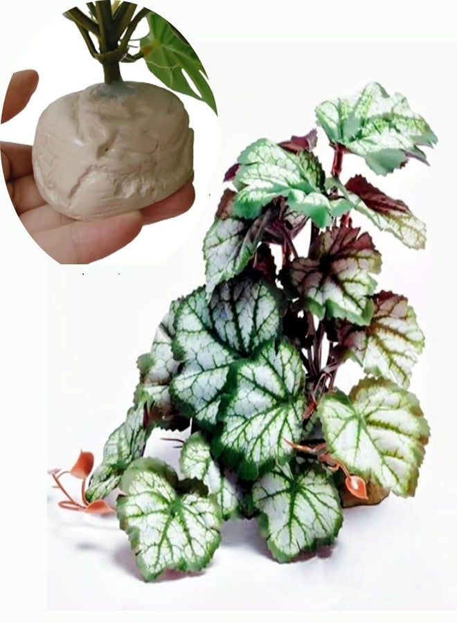 KERUIDENG Reptile Plants for Terrarium Decor,Amphibian Habitat Decor,Artificial Plants for Gecko Chameleon Snake Tortoise Tank Accessories with Base (Green heuchera micrantha) - Image 1